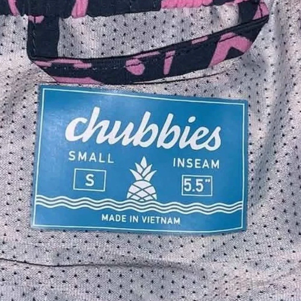 Chubbies Swim Trunks S Pink Navy Blue Lined 5.5